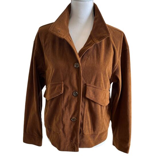 Avec Les Filles Jacket Women's Small Rust Brown Corduroy Flap Pockets Collar - Picture 1 of 8